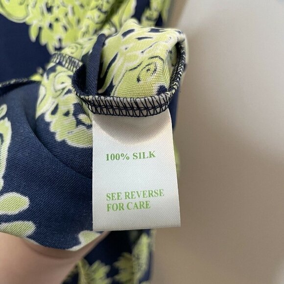 Lilly Pulitzer Womens Dress 6 Silk Knit Newport Navy Blue Green Resort Medallion - Picture 3 of 6
